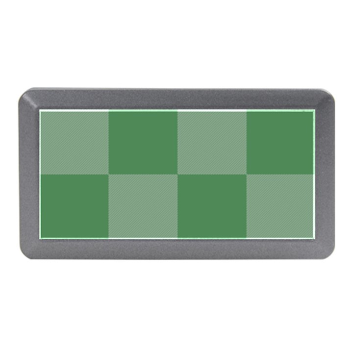 Green Gingham Check Squares Pattern Memory Card Reader (Mini)