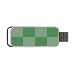 Green Gingham Check Squares Pattern Portable Usb Flash (two Sides) by yoursparklingshop