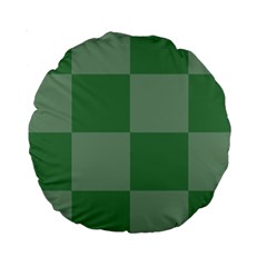 Green Gingham Check Squares Pattern Standard 15  Premium Round Cushions by yoursparklingshop