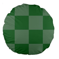 Green Gingham Check Squares Pattern Large 18  Premium Round Cushions by yoursparklingshop