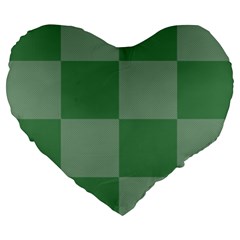 Green Gingham Check Squares Pattern Large 19  Premium Heart Shape Cushions by yoursparklingshop