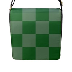 Green Gingham Check Squares Pattern Flap Closure Messenger Bag (l) by yoursparklingshop