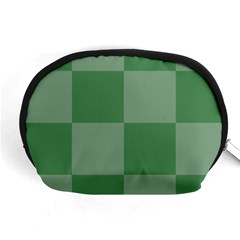 Green Gingham Check Squares Pattern Accessory Pouch (medium) by yoursparklingshop