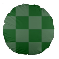 Green Gingham Check Squares Pattern Large 18  Premium Flano Round Cushions by yoursparklingshop