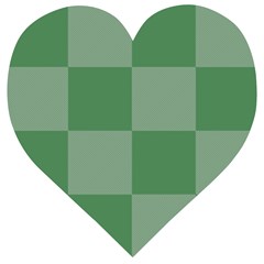 Green Gingham Check Squares Pattern Wooden Puzzle Heart by yoursparklingshop