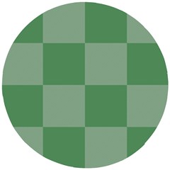 Green Gingham Check Squares Pattern Wooden Puzzle Round by yoursparklingshop