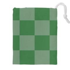 Green Gingham Check Squares Pattern Drawstring Pouch (4xl) by yoursparklingshop