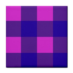 Blue And Pink Buffalo Plaid Check Squares Pattern Tile Coaster by yoursparklingshop