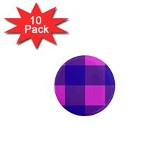 Blue And Pink Buffalo Plaid Check Squares Pattern 1  Mini Magnet (10 Pack)  by yoursparklingshop