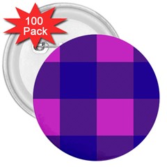 Blue And Pink Buffalo Plaid Check Squares Pattern 3  Buttons (100 Pack)  by yoursparklingshop