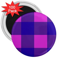 Blue And Pink Buffalo Plaid Check Squares Pattern 3  Magnets (100 Pack) by yoursparklingshop