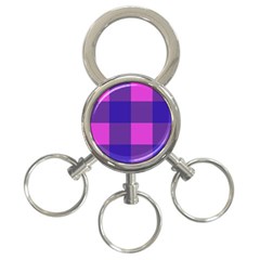 Blue And Pink Buffalo Plaid Check Squares Pattern 3-ring Key Chain by yoursparklingshop