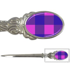 Blue And Pink Buffalo Plaid Check Squares Pattern Letter Opener by yoursparklingshop