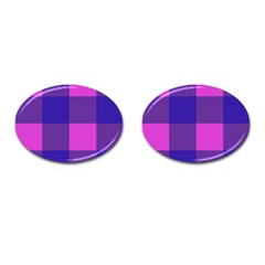 Blue And Pink Buffalo Plaid Check Squares Pattern Cufflinks (oval) by yoursparklingshop