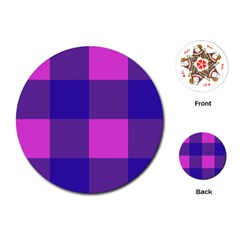 Blue And Pink Buffalo Plaid Check Squares Pattern Playing Cards Single Design (round)