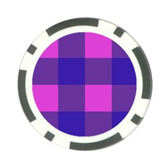 Blue And Pink Buffalo Plaid Check Squares Pattern Poker Chip Card Guard by yoursparklingshop