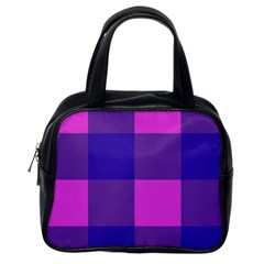 Blue And Pink Buffalo Plaid Check Squares Pattern Classic Handbag (one Side) by yoursparklingshop