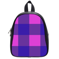 Blue And Pink Buffalo Plaid Check Squares Pattern School Bag (small) by yoursparklingshop