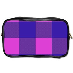 Blue And Pink Buffalo Plaid Check Squares Pattern Toiletries Bag (one Side) by yoursparklingshop