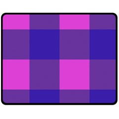 Blue And Pink Buffalo Plaid Check Squares Pattern Fleece Blanket (medium)  by yoursparklingshop