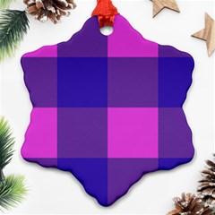 Blue And Pink Buffalo Plaid Check Squares Pattern Ornament (snowflake)