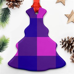 Blue And Pink Buffalo Plaid Check Squares Pattern Ornament (christmas Tree) 