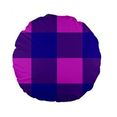 Blue And Pink Buffalo Plaid Check Squares Pattern Standard 15  Premium Round Cushions by yoursparklingshop