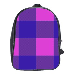 Blue And Pink Buffalo Plaid Check Squares Pattern School Bag (xl) by yoursparklingshop