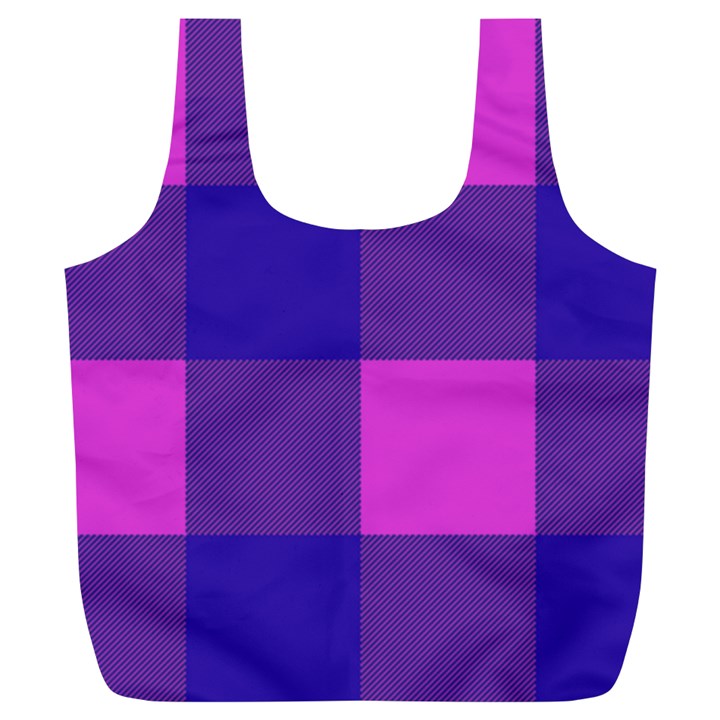 Blue And Pink Buffalo Plaid Check Squares Pattern Full Print Recycle Bag (XL)