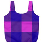 Blue And Pink Buffalo Plaid Check Squares Pattern Full Print Recycle Bag (XL) Back