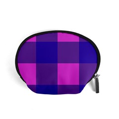 Blue And Pink Buffalo Plaid Check Squares Pattern Accessory Pouch (small) by yoursparklingshop