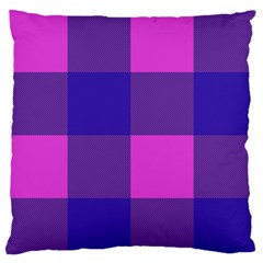 Blue And Pink Buffalo Plaid Check Squares Pattern Large Flano Cushion Case (one Side) by yoursparklingshop