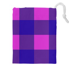 Blue And Pink Buffalo Plaid Check Squares Pattern Drawstring Pouch (4xl) by yoursparklingshop