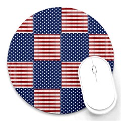 Red White Blue Stars And Stripes Round Mousepads by yoursparklingshop