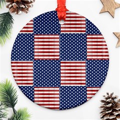 Red White Blue Stars And Stripes Ornament (round) by yoursparklingshop