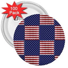 Red White Blue Stars And Stripes 3  Buttons (100 Pack)  by yoursparklingshop