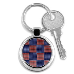 Red White Blue Stars And Stripes Key Chain (round) by yoursparklingshop