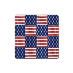 Red White Blue Stars And Stripes Square Magnet by yoursparklingshop