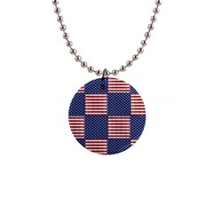 Red White Blue Stars And Stripes 1  Button Necklace by yoursparklingshop