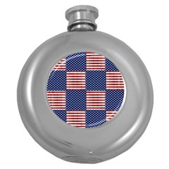 Red White Blue Stars And Stripes Round Hip Flask (5 Oz) by yoursparklingshop