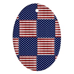 Red White Blue Stars And Stripes Oval Ornament (two Sides) by yoursparklingshop