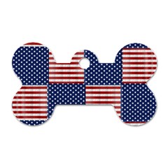 Red White Blue Stars And Stripes Dog Tag Bone (one Side) by yoursparklingshop