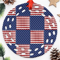 Red White Blue Stars And Stripes Round Filigree Ornament (two Sides) by yoursparklingshop