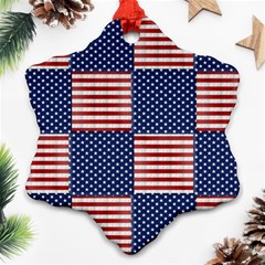 Red White Blue Stars And Stripes Snowflake Ornament (two Sides) by yoursparklingshop