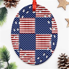 Red White Blue Stars And Stripes Ornament (oval Filigree) by yoursparklingshop