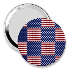 Red White Blue Stars And Stripes 3  Handbag Mirrors by yoursparklingshop