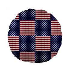 Red White Blue Stars And Stripes Standard 15  Premium Round Cushions by yoursparklingshop