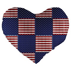 Red White Blue Stars And Stripes Large 19  Premium Heart Shape Cushions by yoursparklingshop