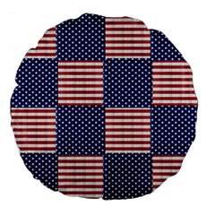 Red White Blue Stars And Stripes Large 18  Premium Flano Round Cushions by yoursparklingshop