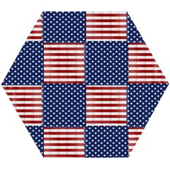 Red White Blue Stars And Stripes Wooden Puzzle Hexagon by yoursparklingshop